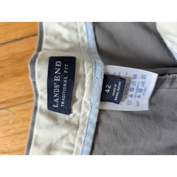 Lands End Traditional Fit Mens Gray Chino Pants Size 42 - Picture 2 of 6